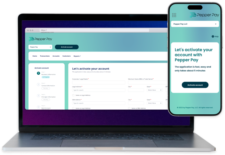 computer and smartphone shows pepper pay portal user interface