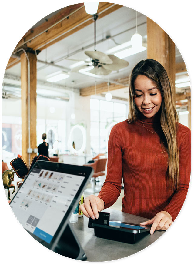 customer using a point of sale device